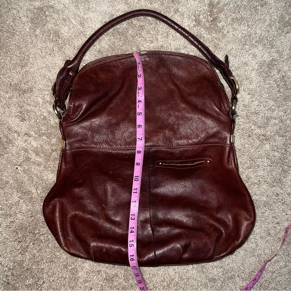 B. Makowsky Brown Leather Shoulder Bag Tote Purse - Picture 6 of 15